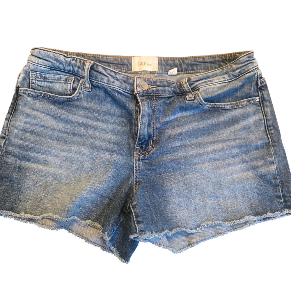 BKE‎ Payton Womens Medium Wash Raw Hem Denim Cut Off Shorts Size 30